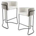 Ver imagem 1 de Kit 02 Banquetas Decorativa Fixa Base de Aço Choco Betina D02 Linho Creme A-48 - Lyam Decor