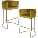 Ver imagem 1 de Kit 02 Banquetas Decorativa Fixa Base de Aço Bronze Betina D02 Veludo Mostarda B-260 - Lyam Decor