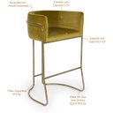 Ver imagem 6 de Banqueta Decorativa Fixa Base de Aço Bronze Betina D02 Veludo Mostarda B-260 - Lyam Decor