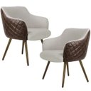 Ver imagem 1 de Kit 2 Poltronas Decorativas Pés Palito Jade D02 Linho Bege C-107 Tressê Corano Marrom - Lyam