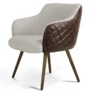 Ver imagem 1 de Poltrona Decorativa Pés Palito Jade D02 Linho Bege C-107 Tressê Corano Marrom - Lyam Decor