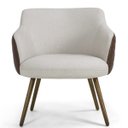 Ver imagem 2 de Poltrona Decorativa Pés Palito Jade D02 Linho Bege C-107 Tressê Corano Marrom - Lyam Decor