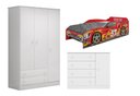 Ver imagem 1 de Jogo Infantil 3 Peças Guarda-Roupa Cômoda e Cama Car - Big Shops