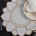 Ver imagem 2 de Jogo Americano com Guardanapo 12 Peças Bordado Girassol: Marfim