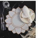 Ver imagem 1 de Jogo Americano com Guardanapo 12 Peças Bordado Girassol: Marfim