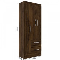 Guarda-Roupa Solteiro Nobre 3 Portas 2 Gavetas Cor Cacau - 4
