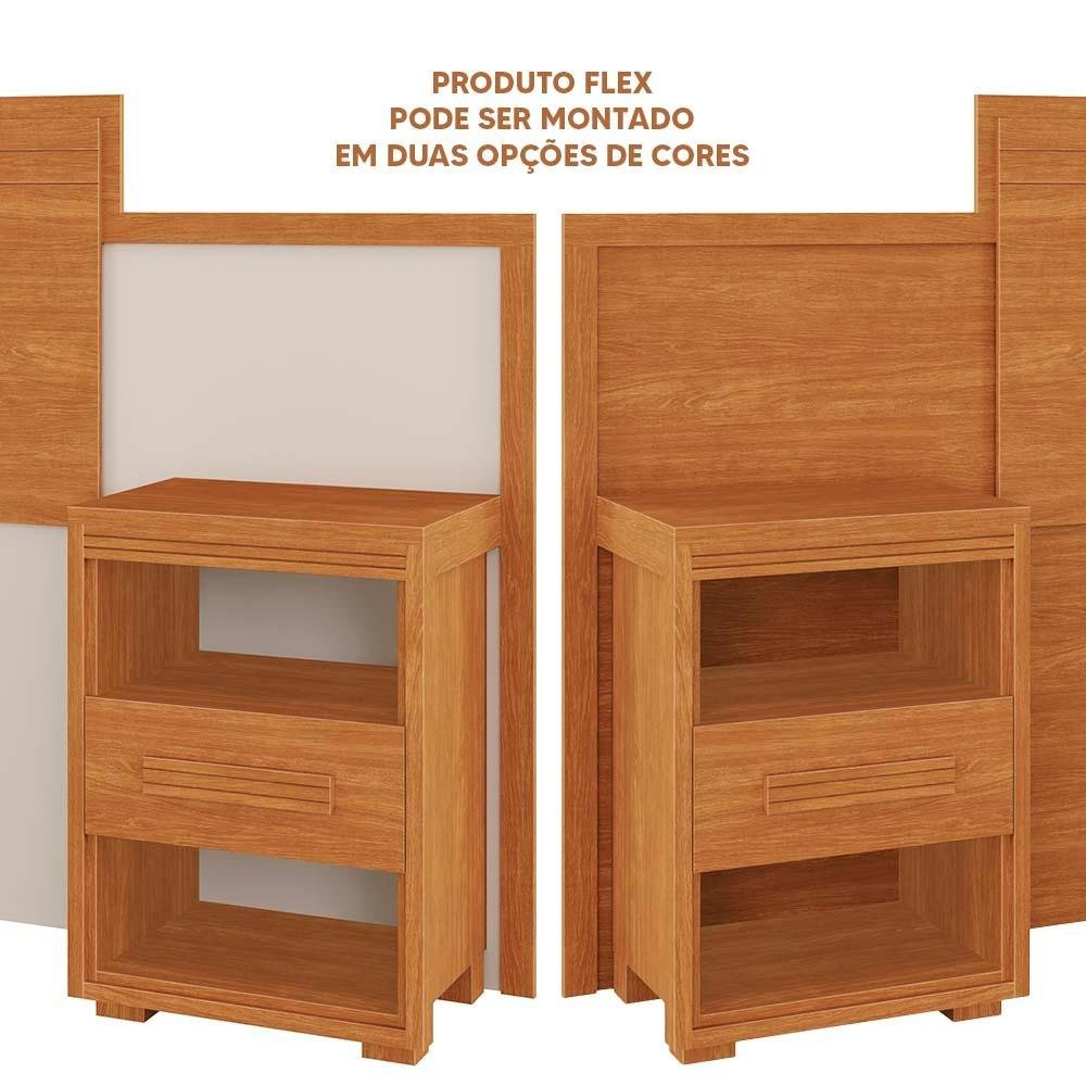 Cabeceira Casal e Queen Size com 02 Mesa de Cabeceira Nature Off White Flex Dinamarca Fênix - 3