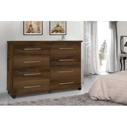 Cômoda 8 Gavetas com Rodízios Jade Freijó Rede Móveis