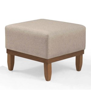 Mini Puff Quadrado Multiuso para Sala Linho - Bege