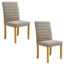 Ver imagem 1 de Kit 2 Cadeiras de Sala de Jantar Estofadas Veiga Madeira Maciça Suede Bege G78 - Gran Belo Cadeira d