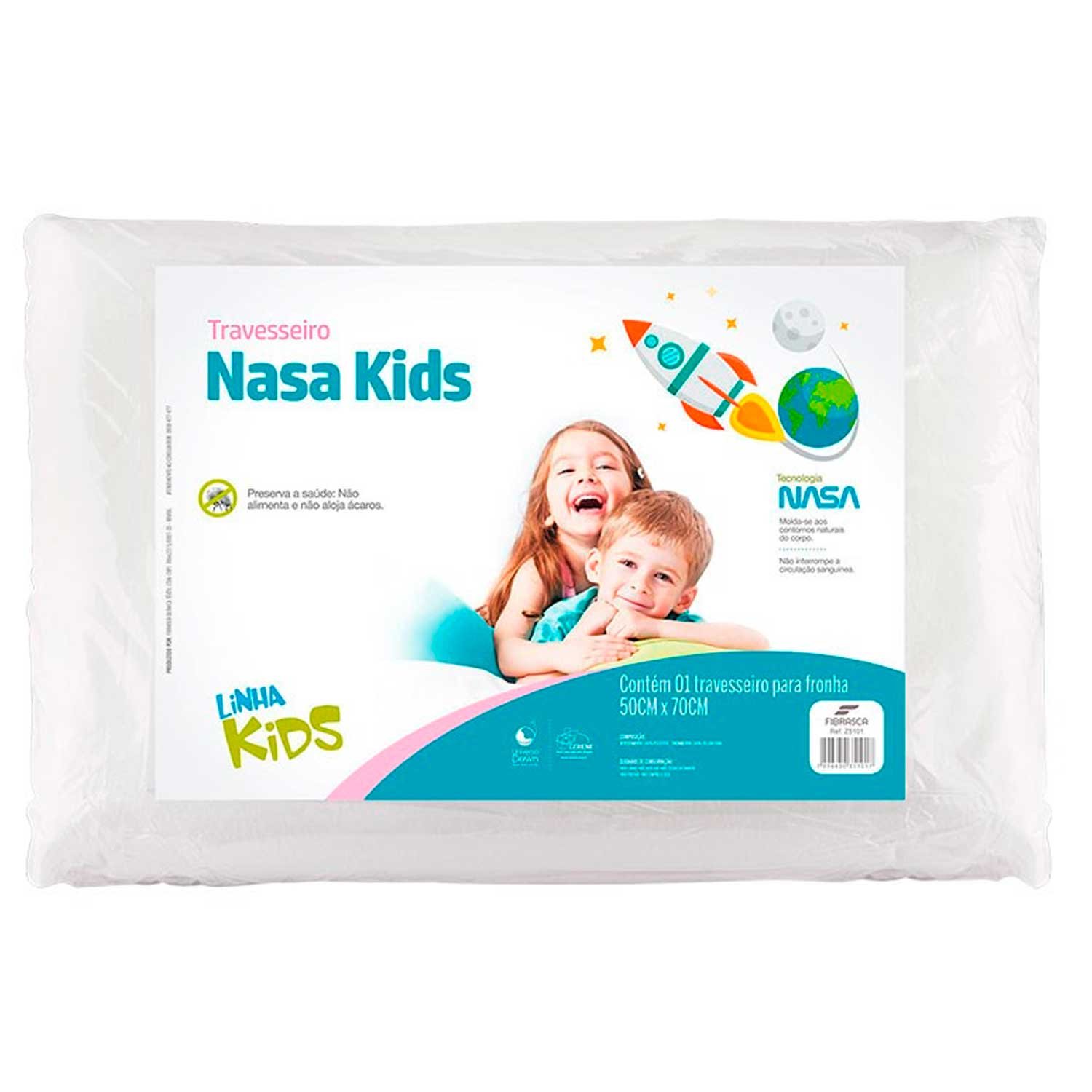 Travesseiro Infantil Nasa Kids Fibrasca Ref: 5101 - Un - Branco