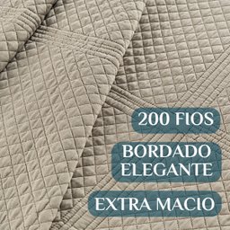 Conjunto Cama Casal King Size Amber Bordado 200 Fios Super Macio Chess:caqui - 3