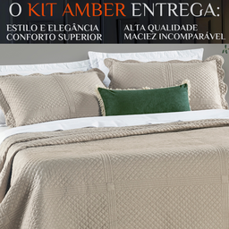 Conjunto Cama Casal King Size Amber Bordado 200 Fios Super Macio Chess:caqui - 2