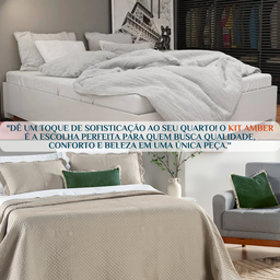 Conjunto Cama Casal King Size Amber Bordado 200 Fios Super Macio Chess:caqui - 4