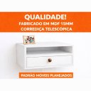 Ver imagem 5 de Kit 2 Mesas de Cabeceira Suspensas 40cm com Nicho e Gaveta MDF 15mm Branco Já Montadas