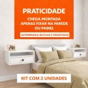 Ver imagem 4 de Kit 2 Mesas de Cabeceira Suspensas 40cm com Nicho e Gaveta MDF 15mm Branco Já Montadas