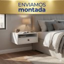 Ver imagem 3 de Kit 2 Mesas de Cabeceira Suspensas 40cm com Nicho e Gaveta MDF 15mm Branco Já Montadas