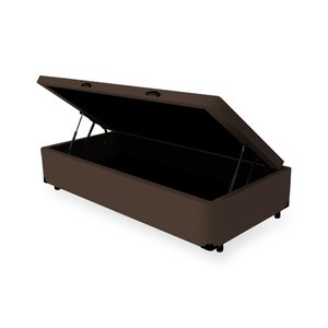 Cama Box Baú Solteiro Sintético Marrom com 78cm de largura