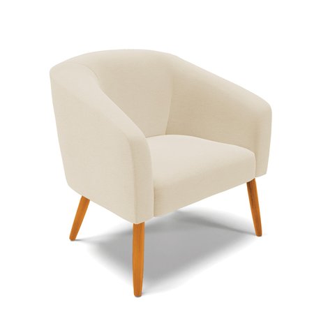 Poltrona Stella Linho Grosso Bege A19 Pés Palito Castanho - D'Rossi