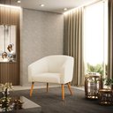 Ver imagem 2 de Poltrona Stella Linho Areia A27 Pés Palito Castanho - D'rossi