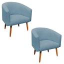 Ver imagem 1 de Kit 2 Poltronas Stella Linho Cinza Claro A05 Pés Palito Castanho - D'Rossi
