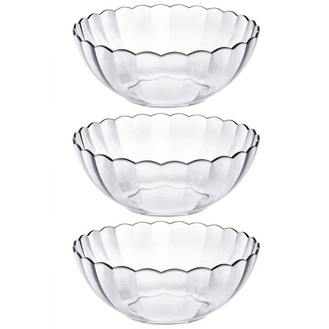 Conjunto de Tigelas Redondas Marinex Bella 3 Peças Bowls de Vidro 1 Litro
