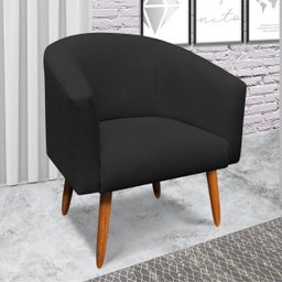 Kit 2 Poltronas Stella Linho Preto A79 Pés Palito Castanho - D'rossi - 2