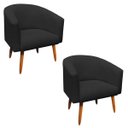 Ver imagem 1 de Kit 2 Poltronas Stella Linho Preto A79 Pés Palito Castanho - D'Rossi
