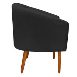 Kit 2 Poltronas Stella Linho Preto A79 Pés Palito Castanho - D'rossi - 5