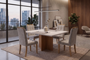 Ver imagem 1 de Sala de Jantar Loas Angeles 90cm c/Vidro com 4 Cadeiras Madeira Maciça Londres Cinamomo/Off Veludo P