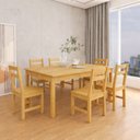 Ver imagem 1 de Mesa de Madeira Maciça com 6 Cadeiras Mandacaru Yescasa Bege/Amêndoa