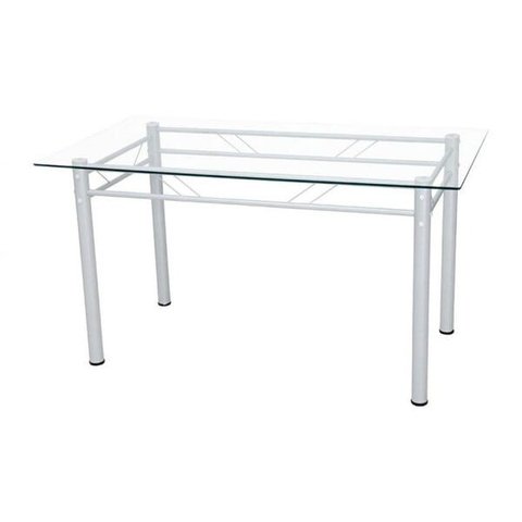 Mesa de Jantar com Tampo de Vidro Retangular 107cm Palma Branco Artefamol