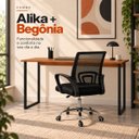 Ver imagem 4 de Conjunto de Escritório Mesa Alika e Cadeira Begônia Mesh Preta