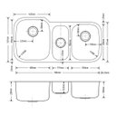 Ver imagem 4 de Cuba De Cozinha Aço Inox 1mm Escovado C301 98,4x52,7x22,8 Cm