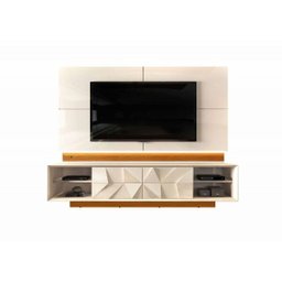 Rack com Painel para TV até 75 Polegadas com 4 Gavetas 3D Piramide Colone Creme Cinamomo Mel DJ Moveis - 1