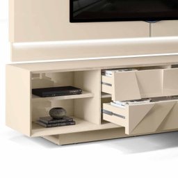 Rack com Painel para TV até 75 Polegadas com 4 Gavetas 3D Piramide Colone Creme Cinamomo Mel DJ Moveis - 4