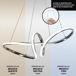 Lustre Pendente Led Infinito Design Moderno - 3 Temperaturas - 7