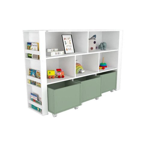 Organizador Baú Nicolau 2 Baús MDF 15mm 140cm Verde Woodcore