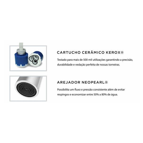 Torneira AREMC02 com Sensor Misturador De Cozinha 2 Jatos Com Bica Móvel e Retrátil Escovado - 7