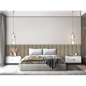 Kit 10 Placas Cabeceira Estofada para Cama King - Módulo 20 Cm X 60 Cm:bege