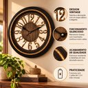 Ver imagem 6 de Relógio 40cm de Parede Retrô Estilo Madeira Analógico Silencioso Decorativo Sala Escritório