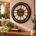 Ver imagem 2 de Relógio 40cm de Parede Retrô Estilo Madeira Analógico Silencioso Decorativo Sala Escritório