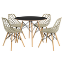 Ver imagem 1 de Mesa Redonda Eames Chanfrada 90cm Preta com 4 Cadeiras Kaila Dsw Fendi - La Mobilia