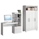 Ver imagem 2 de Conjunto 2 Peças com Mesa Escrivaninha e Armário 4 Portas com Nicho Branco