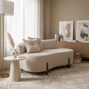Ver imagem 2 de Kit 02 Sofá Orgânico 2 Lugares C/2 Almofadas Curvo Sala Recepção Luna Boucle Off White Pés de Madeir