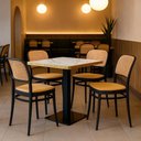 Ver imagem 2 de Conjunto Mesa de Jantar Redonda Venezia 70x70cm Branca com 4 Cadeiras Roma - Preto