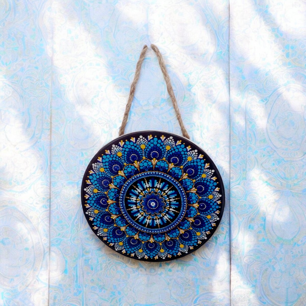 Quadro Mandala Enfeite de Parede Porcelana Olho Grego Azul - 2