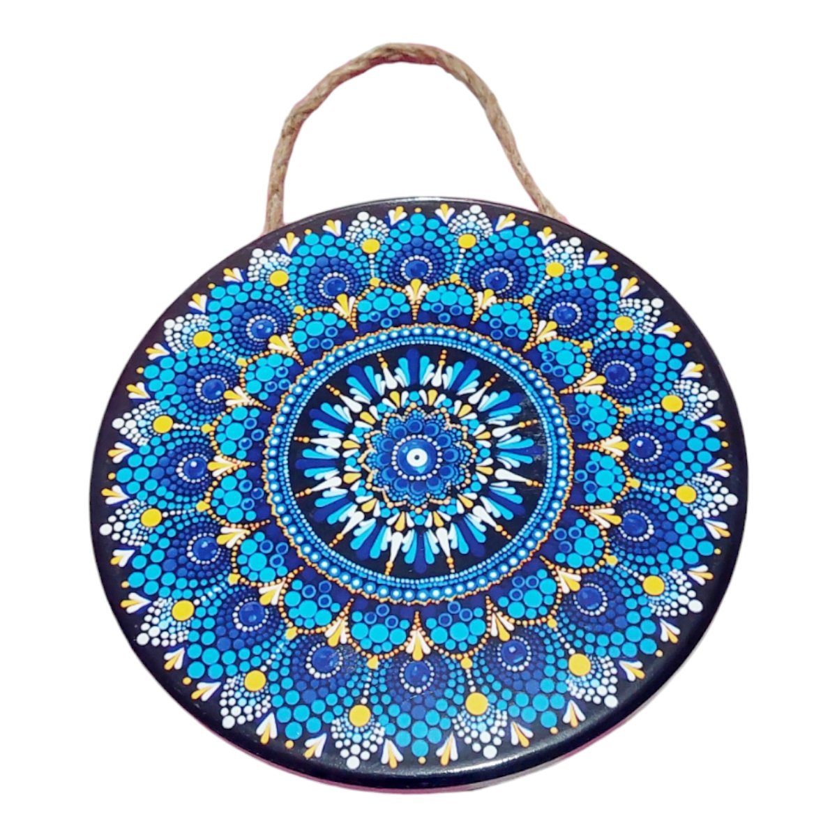 Quadro Mandala Enfeite de Parede Porcelana Olho Grego Azul