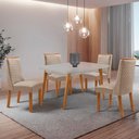 Ver imagem 1 de Mesa de Jantar Copper Carolina 4 Lugares Retangular MDF com Vidro 120cm Off White Moderna