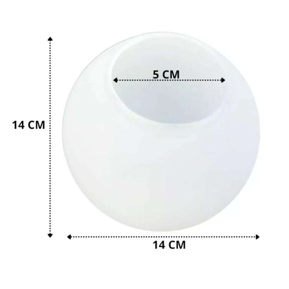 Vidro Globo 14 Cm Fosco - Branco